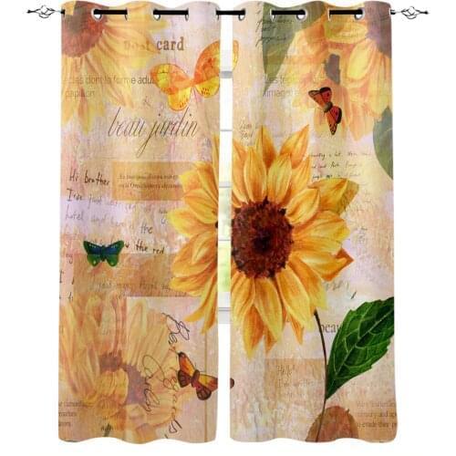 Sunflower Butterfly Blackout Curtains for Children Kids Home Decor Bedroom Living Room High Shading Window Curtains