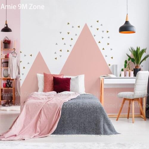 Tuya Art wholesale dusty pink triangle moutains designs for living room wall decor bakckground kids room wallpapers for wall