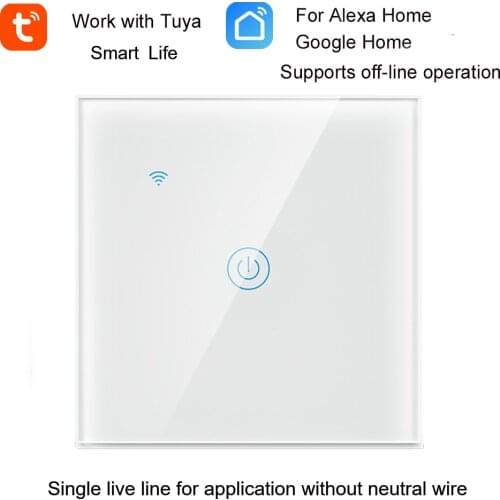 Tuya WiFi Smart Switch Wall Light Switch WiFi Single live line for application without neutral wire