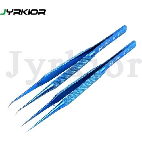 RELIFE RT-11C/15C High Precision Blue Tweezers Professional for mobile phone Repair BGA motherboard chip IC flying Lead