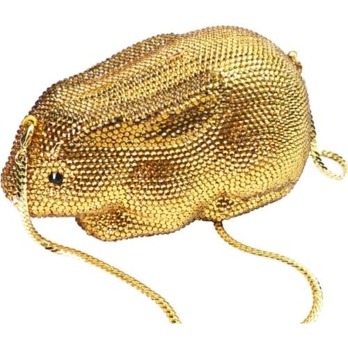 Champagne/green/pink/gold color Women cute rabbit charm bag girl lady Crystal Clutch Evening Bags Wedding purse Diamond handbag