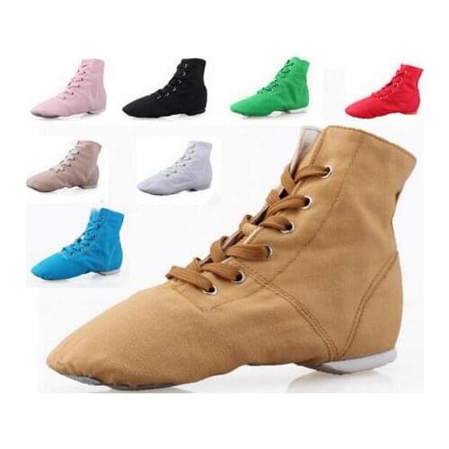 New 2017 Discount Womans Mens Jazz Dance Shoes Lace Up Boots Woman Men Jazz Sneaker Dance Shoes Red Black Jazz Boots Wholesale