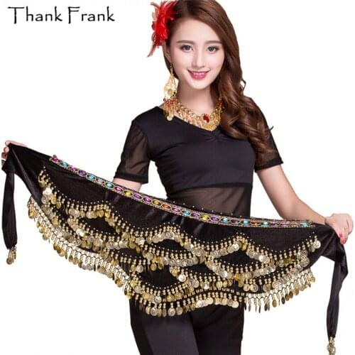 Hot Sale Belly Dance Hip Scarf 13 Colors Belly Dancing Belts For Women Ladies Bellydance Clothes Accessories With Golden Coins