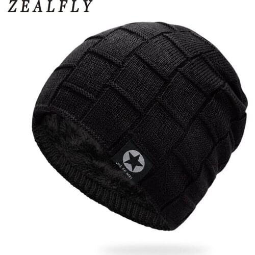 Winter Autumn Men Beanies Hat Unisex Warm Interior Velvet Soft Skull Knitting Cap Hats Star Caps For Women 2019 Brand New