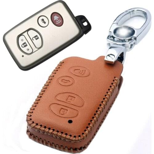 1 Pcs Handmade Real Leather Car Key Fob Case Cover Bag Holder Skin For Toyota Camry Virgin Avalon Venza Stying Accessories