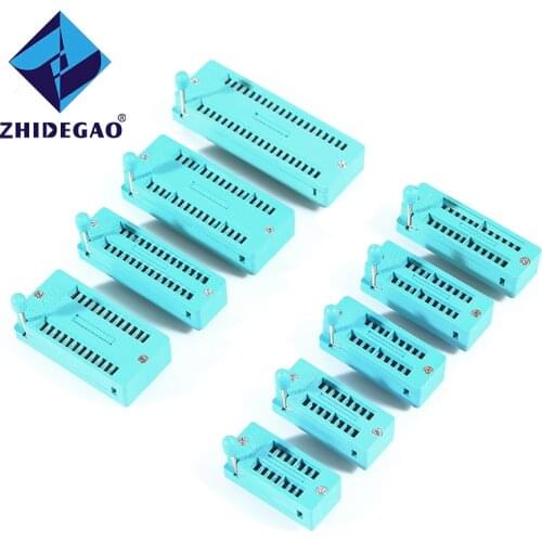 ZHIDEGAO 1pcs 2.54MM IC lock seat socket Test Universal ZIF sockets 14 16 18 20 24 28 32 40 P Pin zif socket