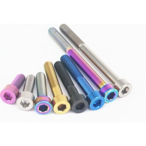 4Pcs Colors M6 Length 16-65mm GR5 Titanium Bike Allen Screw Column Head Bolts