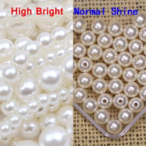 3-20mm High Bright Ivory Round Imitation shell Pearls smooth Loose Space beads For DIY Bracelet Jewelry Making