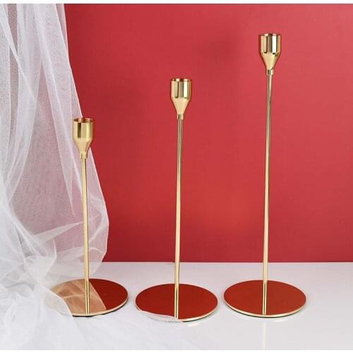 3Pcs/ Set Rose Gold Silver Gold Metal Candle Holder Anniversary Wedding Candle Stand Bar Party Dining Room Table Home Decoration