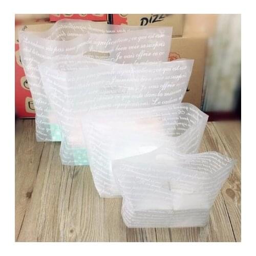 40x31cm 50pcs Large alphabet printed Plastic Shopping Bags with Handle clear Boutique Cloth Gift Packaging plastic Bag
