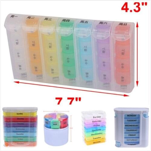 5Styles 7 Day Week Pill Box Organizer Tablet Holder Medicine Tablet Drug Holder Storage Box Pillbox Case Organizer Container Kit