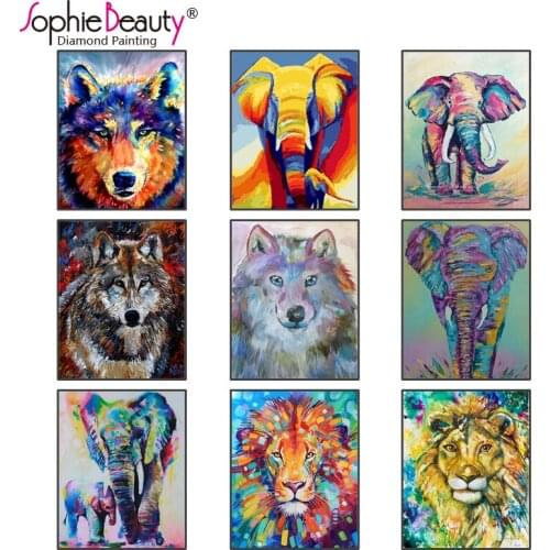 NEW 3D DIY Diamond Painting Cross Stitch Crystal Needlework Color Animals Wolf Diamond Embroidery Full Mosaic Art Home Decor