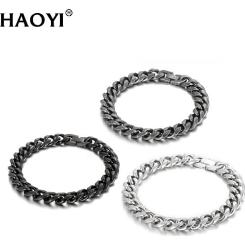 10mm Width Link Chain Mens Jewellery Polished Solid 316L Stainless Steel Bracelet Men Heavy Men‘s Bracelets 2021 Wristband