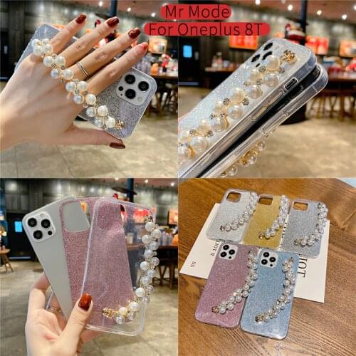 Fashion Pearl Bracelet Clear Glitter TPU Soft Cover Phone Case For Oneplus 8T 8 7 7t 6 6T 5 5T Pro For One Plus Nord Back Coque