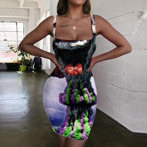 Giyu Brand Clown Dress Women Funny Sundress Cloud Ladies Dresses Womens Clothing Summer New Beach Femme