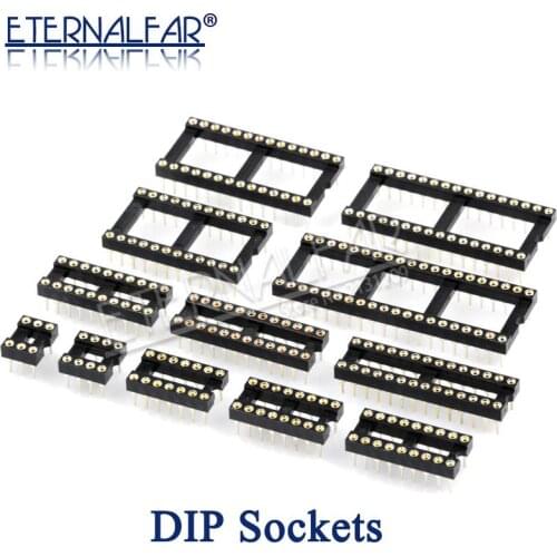 IC Sockets DIP Socket Needle seat DIP8 DIP14 DIP16 DIP18 DIP20 DIP28 DIP40 Pins Round Hole Microcontrollers 2.54 PCB Connector