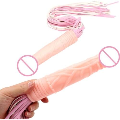 OLO Adult Game Adult Product PU Leather Whip SM Play Spanking Paddle Sex Toys for Couple Flirt Dildo Shape Handle Flirting Whip