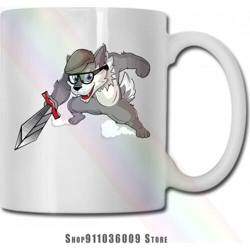 Wolf Gray With A Knight Sword mug cup tazas