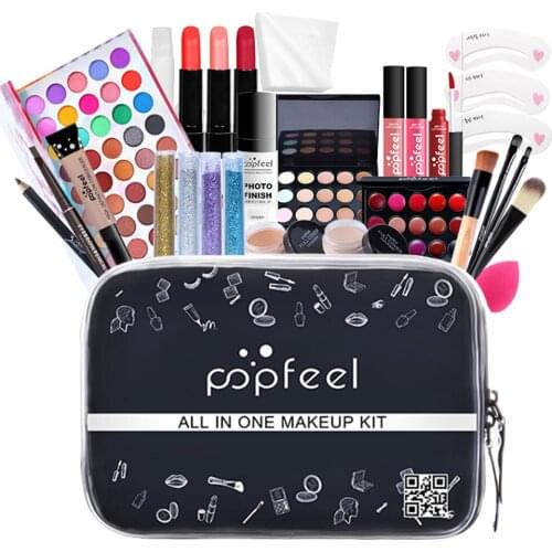 30pcs Eyebrow Pencil Concealer Makeup Set Multifunction Non Toxic With Storage Bag Eyeshadow Palette Cosmetics Kit Powder Puff