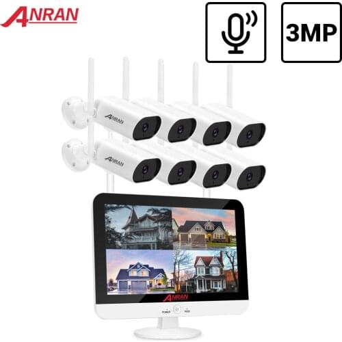 ANRAN Video Surveillance Kit 1080P WIFI CCTV System 12-inch Monitor NVR CCTV Camera Security System Waterproof Night Vision APP