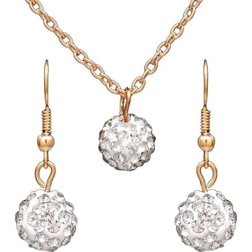 Fashion Women Jewelry Set Popular Ladies Ball Ethnic Style Ear Hook Necklace Pendant Set 4 Colors