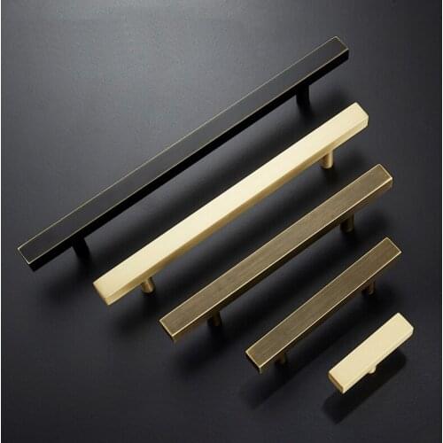 2"-11" Square Cabinet Handles Furniture Drawer Pulls Solid Brass Kitchen Cupboard Cabinet Door Handle Knobs Black/bronze/gold