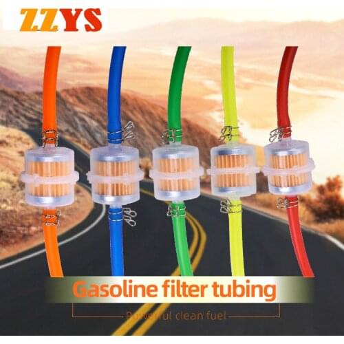 1/4" 6-7mm Motorcycle Moped Scooter Dirt Bike ATV Go Kart Petrol Gas Gasoline Liquid Oil Fuel Filter and Oil Tube and Hoses Clip