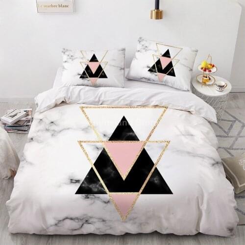 Marble Fashion Bedding Set Pink Black 3d Bed Linen Quilt Duvet Cover Sets Home Textile Decor Twin Single Queen King Size Luxury