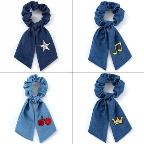 New Children Ribbon Hair Ties Butterfly Heart Cartton Design ands Hair Scrunchies For Kids Hair Ring Ponytail Hair Accessories
