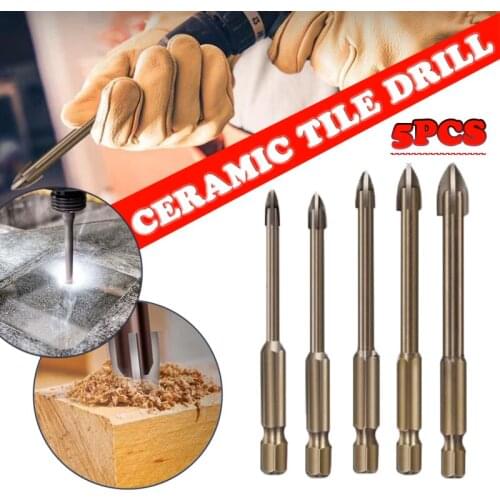 New Triangle Drill Bits Set For Ceramic Marble Glass Electric Drill Punch Hole Opener Drill 3/4/5/6/7mm Hexagonal Handle Reamer