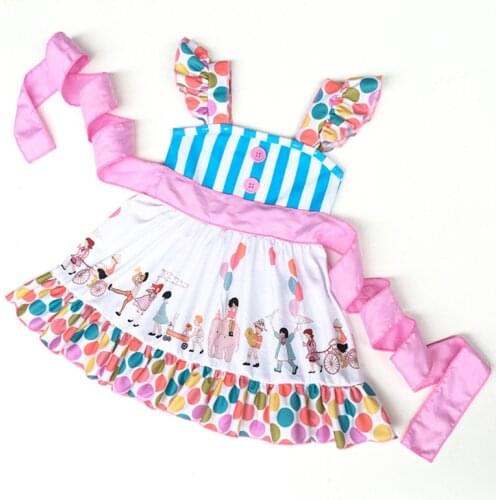 Summer new European and American popular hot baby girl clothes sleeveless print sweet cute graphic girl dress