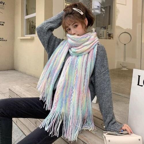 New arrival fashion Autumn winter colorful scarf women warm high quality elegant cute outdoor fresh lovely vintage tassel shawl