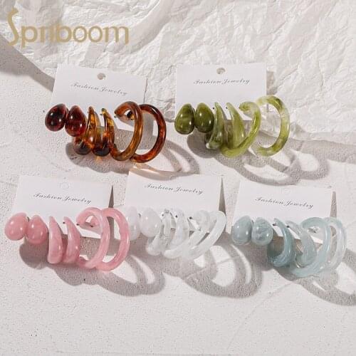 New Acrylic Earrings Set for Women Transparent Vintage Hoop Earrings 2021 Trend Hoops Female Jewelry Bohemian Accessories Gifts