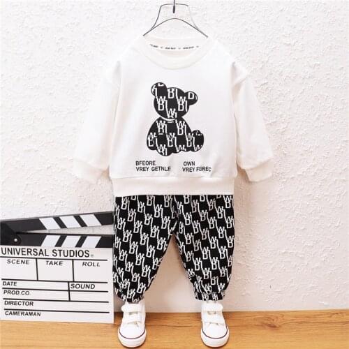 0-5 Year Spring Autumn Boy Girl Clothing Set 2021 New Fashion Letter Top+Pant Kid Children Baby Toddler Boy Girl Clothing