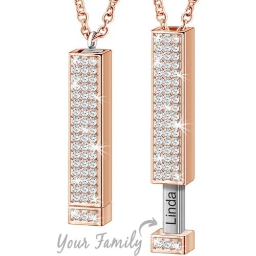 Personalized Engrave Name Necklace For Women Female DIY Extension-Type Double Diamond Pendant Jewelry Festival Mothers Day Gift