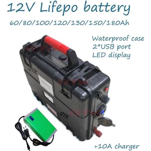 Portable 12V LiFePo4 Battery 12.8V 60Ah 80Ah 100Ah 120Ah 130Ah 150Ah 180Ah BMS Board for Trolling Motor Outdoor Camping Inverter
