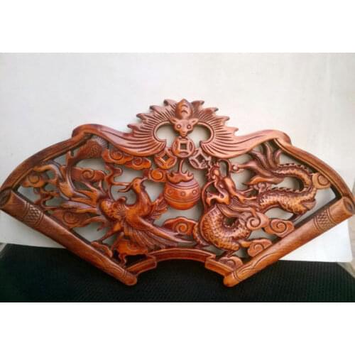 HAND WORK OLD EFFECT XIANG ZHANG SCULPTOR WOOD CARVED DRAGON WALL PANEL