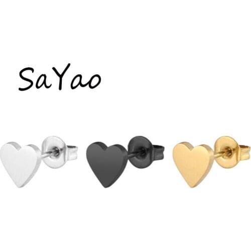 2Piece 2017 Stainless Steel Stud Earring Heart Earrings Tragus Ear Piercing Cute Punk Love Rock Earrings Men Women Gift