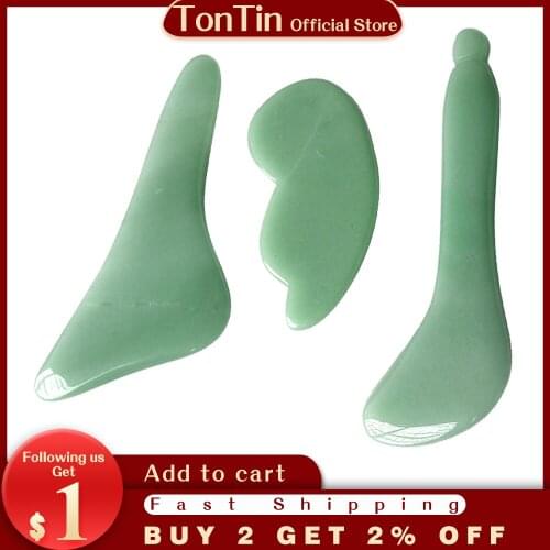 Traditional Massage Tool Aventurine Guasha Beauty kit slimming arm leg V facial plate 3pcs