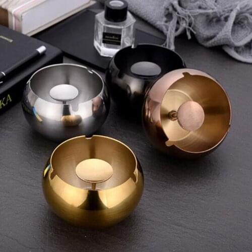 Stainless Steel ThIcken Drum Windproof Ashtray Creative Fashion Cigar Smoking Holder Metal Ash Tray Household Merchandises