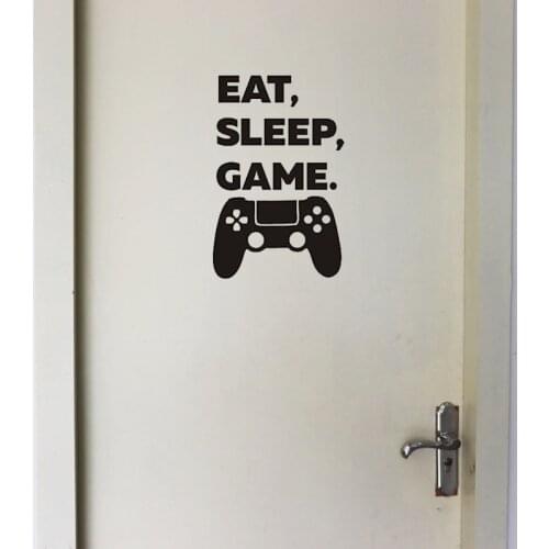 YOJA 16.1*25CM EAT SLEEP GAME Creative Gamer Bedroom Door Sticker Wall Decal D1-0135