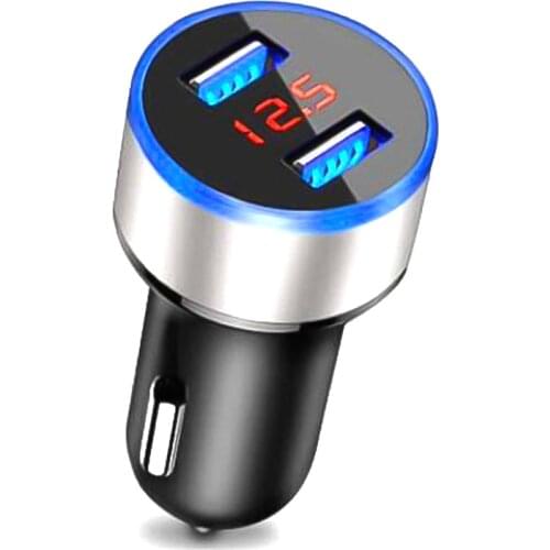 3.1A Dual USB Phone Charger 2 Ports Power Adapter Digital Voltage LCD Display12-24V to 5V Converter for GPS Tracker Car DVR