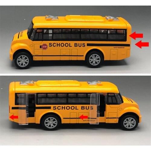1:32 HX School Bus Diecast Alloy Car Model Diecasts Toy Vehicles Car Model Sound Light Collection Toys for Children Gift