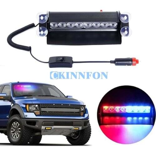 20Pcs/Lot 12V Auto 8 LED Police Strobe Light Blue Dash Emergency Flashing Warning Lamp 3 Flash Fog Lights For Car Truck