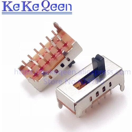 20PCS/LOT Toggle switch SS24D02G4 SS24D02VG4 12Pin 2P4T Slide Switch Handle High 4MM