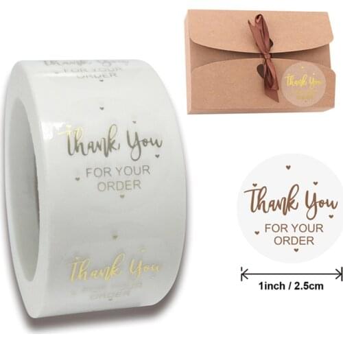 500Pcs Thank You for Your Order Sticker Transparent Hot Stamping Paper Sealing Label