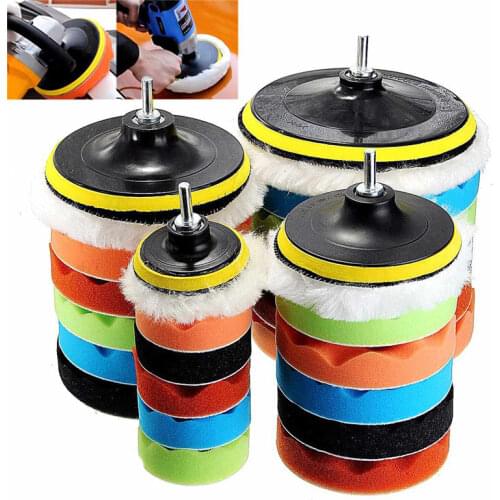 3/5/6/7 inch Car Polishing Disc 7Pcs/Set Self-Adhesive Buffing Waxing Sponge Wool Wheel Polishing Pad Polisher Drill Adapter