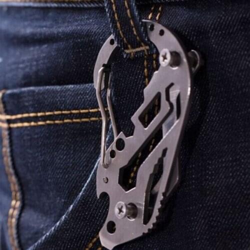 Stainless Steel EDC Keychain Outdoor Belt Key Holder Organizer Portable Pocket Multifunction Tool