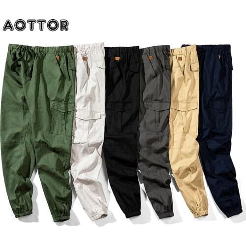 Autumn Multi-pocket Cargo Pants Men Hip Hop Harem Joggers Pants New Male Skinny Fit Trousers Mens Solid Streetwear Sweatpants