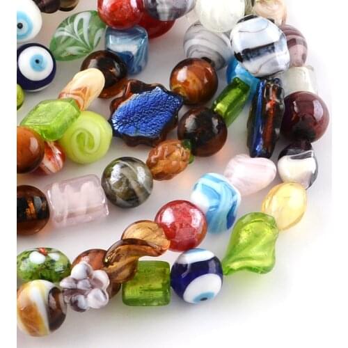 3 Strand Mixe Shapes Handmade Lampwork Bead Strands for Bracelet Necklace DIY jewelry making Accessories about 30pcs/strand